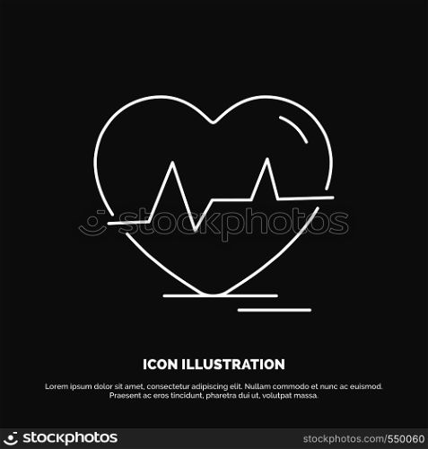 ecg, heart, heartbeat, pulse, beat Icon. Line vector symbol for UI and UX, website or mobile application. Vector EPS10 Abstract Template background