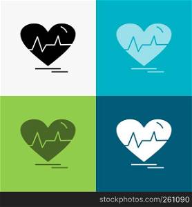 ecg, heart, heartbeat, pulse, beat Icon Over Various Background. glyph style design, designed for web and app. Eps 10 vector illustration