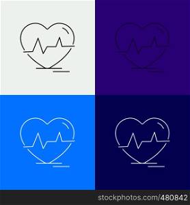 ecg, heart, heartbeat, pulse, beat Icon Over Various Background. Line style design, designed for web and app. Eps 10 vector illustration. Vector EPS10 Abstract Template background