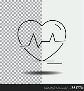 ecg, heart, heartbeat, pulse, beat Line Icon on Transparent Background. Black Icon Vector Illustration. Vector EPS10 Abstract Template background