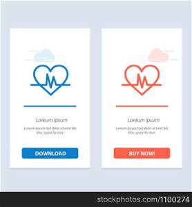 Ecg, Heart, Heartbeat, Pulse Blue and Red Download and Buy Now web Widget Card Template