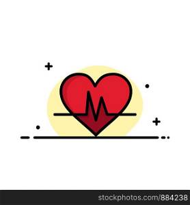 Ecg, Heart, Heartbeat, Pulse Business Flat Line Filled Icon Vector Banner Template