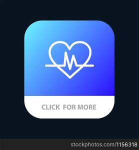 Ecg, Heart, Heartbeat, Pulse Mobile App Button. Android and IOS Line Version