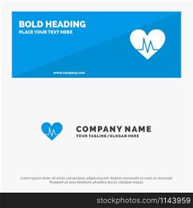 Ecg, Heart, Heartbeat, Pulse SOlid Icon Website Banner and Business Logo Template