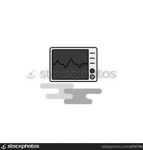 ECG Web Icon. Flat Line Filled Gray Icon Vector