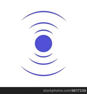 Echo sonar waves. Blue radar symbol on sea and ultrasonic signal reflection. Icon detect and scan vibration or water. Round pulsating circle wave system vector illustration concept