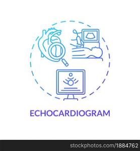 Echocardiogram concept icon. Hypertension test abstract idea thin line illustration. Ultrasound scan. Attaching electrodes to body. Non invasive procedure. Vector isolated outline color drawing. Echocardiogram concept icon