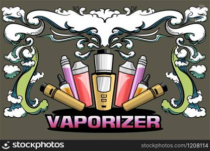 Ecig vaporizer retro style, drawing art for tattoo or T-shirt and any graphic design. Electronic cigarette use for quite smoke cigarette but legal and illegal depend on each countries.