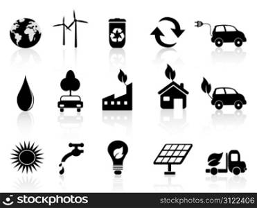 Eco and environment icons in black