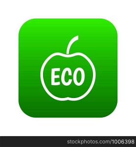 ECO apple icon digital green for any design isolated on white vector illustration. ECO apple icon digital green