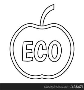 ECO apple icon in outline style isolated on white background vector illustration. ECO apple icon, outline style