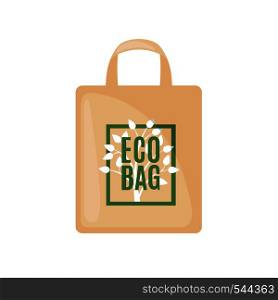 Eco Bag icon in flat style Isolated on white background. Care Environment concept. Vector illustration. Eco Bag icon in flat style Isolated on white.