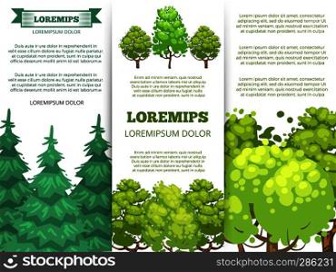 Eco banner template - forest banners with colorful trees design. Background banner card green forest illustration vector. Eco banner template - forest banners with colorful trees design