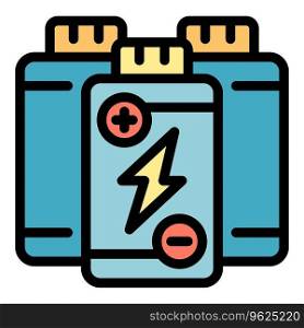 Eco battery icon outline vector. Energy plant. Bio fuel color flat. Eco battery icon vector flat