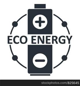 Eco battery logo. Simple illustration of eco battery vector logo for web. Eco battery logo, simple gray style