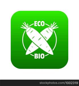 Eco bio vegetables icon green vector isolated on white background. Eco bio vegetables icon green vector