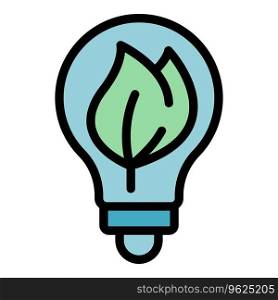 Eco bulb icon outline vector. Ecology energy. Water leaf color flat. Eco bulb icon vector flat