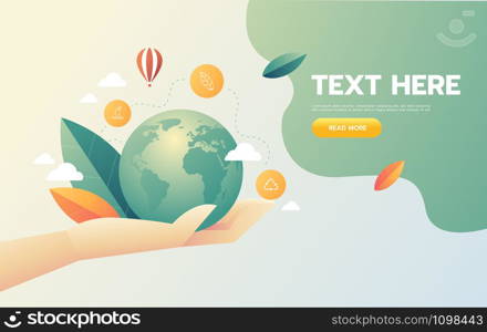 ECO Business Friendly Save Nature. Ecology design concept with Recycle symbol and flat icon. Vector illustration. ECO Business Friendly Save Nature. Ecology design concept with Recycle symbol and flat icon. Vector illustration.