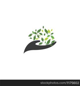 Eco care logo nature element vector