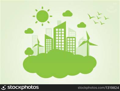 Eco city concept with cloud. vector