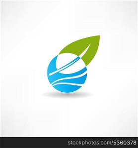 eco concept leaf and water icon