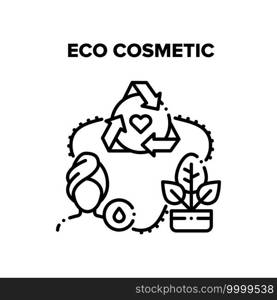 Eco Cosmetic Vector Icon Concept. Natural Eco Cosmetic For Skin And Body Care, Bio Cream For Facial Makeup Or Cleansing. Herbal Ingredient Beauty Moisturizing Product Black Illustration. Eco Cosmetic Vector Black Illustrations