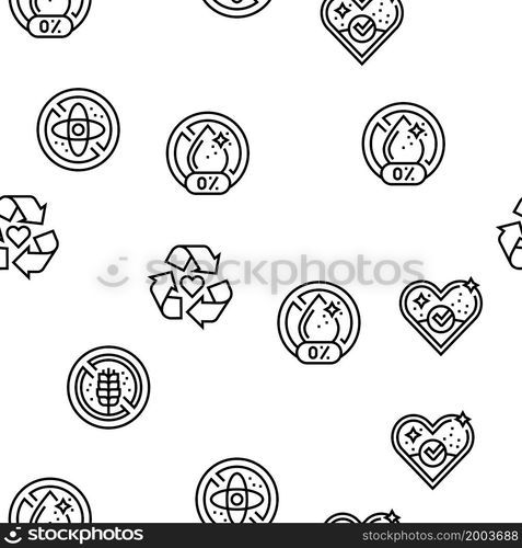 Eco Cosmetics Organic And Bio Vector Seamless Pattern Thin Line Illustration. Eco Cosmetics Organic And Bio Vector Seamless Pattern