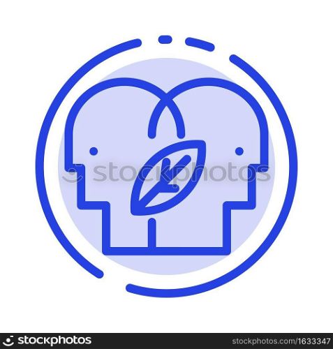 Eco, Eco Mind, Head, Mind Blue Dotted Line Line Icon