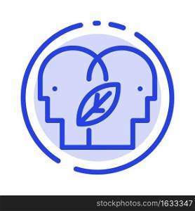 Eco, Eco Mind, Head, Mind Blue Dotted Line Line Icon