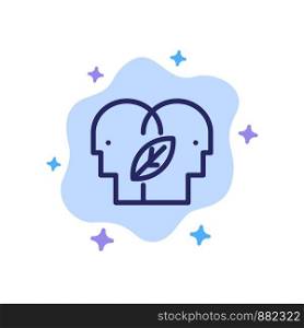 Eco, Eco Mind, Head, Mind Blue Icon on Abstract Cloud Background