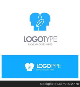 Eco, Eco Mind, Head, Mind Blue Solid Logo with place for tagline