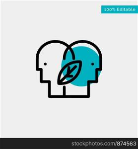 Eco, Eco Mind, Head, Mind turquoise highlight circle point Vector icon