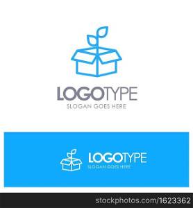 Eco, Ecology, Energy, Plant, Power Blue Outline Logo Place for Tagline