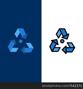 Eco, Ecology, Environment, Garbage, Green Icons. Flat and Line Filled Icon Set Vector Blue Background