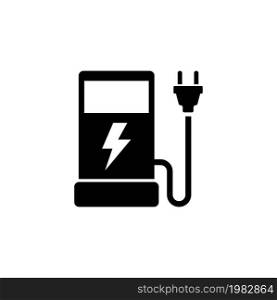 Eco Electric Fuel Pump. Flat Vector Icon. Simple black symbol on white background. Eco Electric Fuel Pump Flat Vector Icon