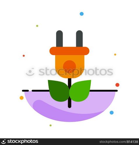Eco, Electricity, Nature Abstract Flat Color Icon Template