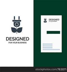 Eco, Electricity, Nature Grey Logo Design and Business Card Template