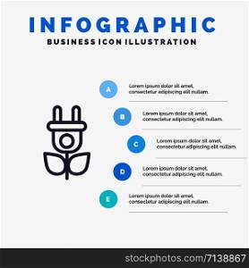 Eco, Electricity, Nature Line icon with 5 steps presentation infographics Background
