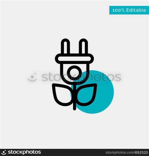 Eco, Electricity, Nature turquoise highlight circle point Vector icon