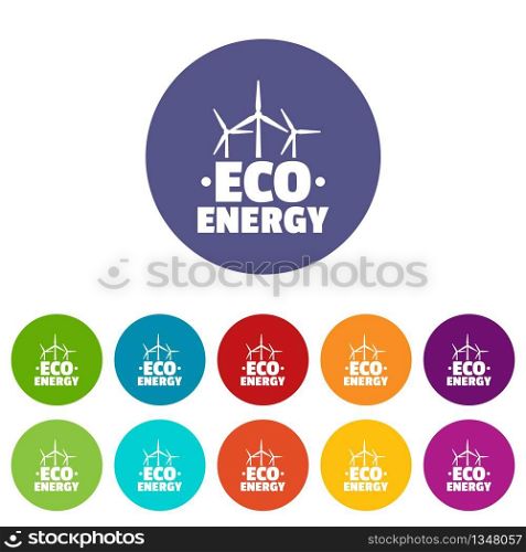Eco energy icons color set vector for any web design on white background. Eco energy icons set vector color