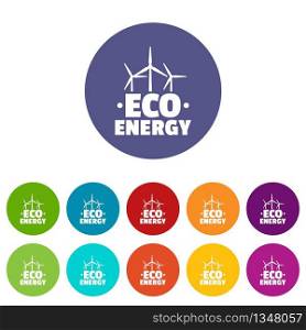 Eco energy icons color set vector for any web design on white background. Eco energy icons set vector color