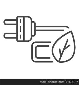 Eco energy plug icon. Outline eco energy plug vector icon for web design isolated on white background. Eco energy plug icon, outline style