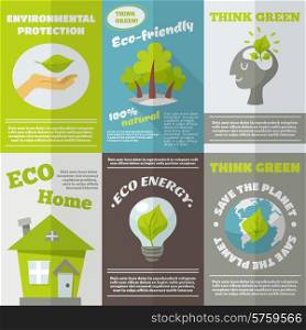 Eco energy think green environmental protection mini poster set isolated vector illustration. Eco Energy Poster