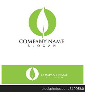 Eco Energy Vector Logo with leaf symbol. Green color with flash or thunder graphic. Nature and electricity renewable. This logo is suitable for technology, recycle, organic.