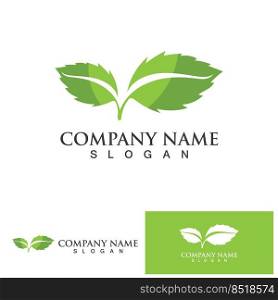 Eco Energy Vector Logo with leaf symbol. Green color with flash or thunder graphic. Nature and electricity renewable. This logo is suitable for technology, recycle, organic.