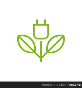 Eco energy with leaf logo design vector