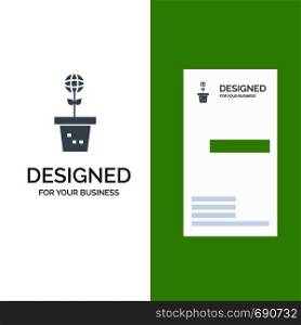 Eco, Environment, Mold, Nature, Plant Grey Logo Design and Business Card Template