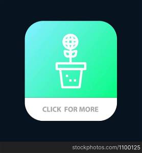 Eco, Environment, Mold, Nature, Plant Mobile App Button. Android and IOS Line Version