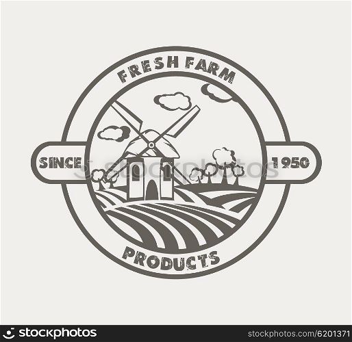 Eco Farm badge design. Natural Organic food concept icon.