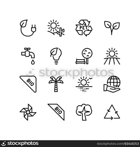 Eco friendly and pollution free nature icon set